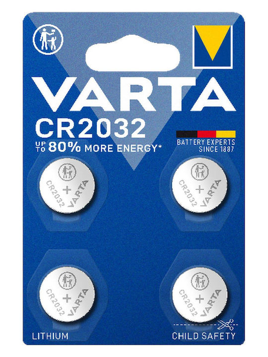 Baterie Tip Buton Litiu Cr 2032 Pentru Ceas Telecomandă 3v 4 Bucăți Varta