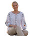 Bluza Damă Bumbac Mânecă Lungă Alb/Portocaliu