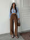 Women's High Rise Palazzo Fit Pantaloons Brown
