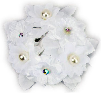 Decorative Candle Ornament White Flowers 14cm