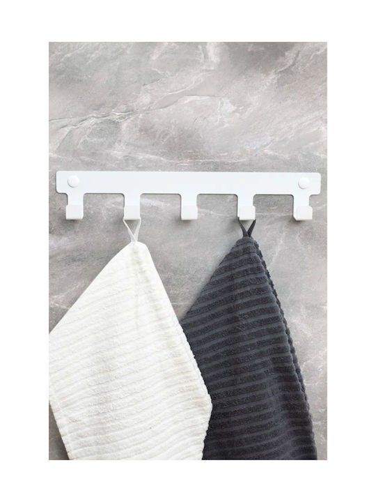 SteweHome Metal Wall Hanger 5 Hooks White