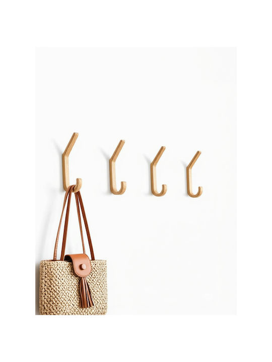 SteweHome Wooden Wall Hanger Brown 6x16x16cm 4 Pieces