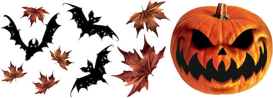 Dekorationsaufkleber Halloween Kürbis Blatt Fledermäuse