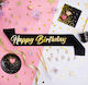 Happy Birthday Black Gold Birthday Sash 160cm