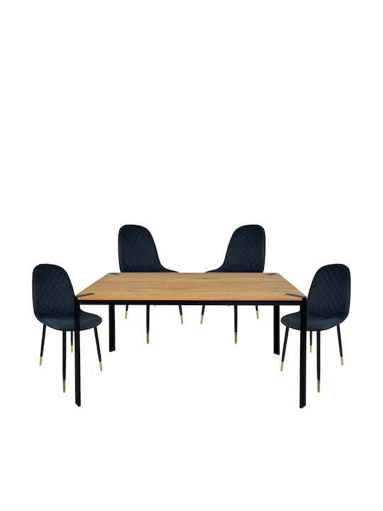 Trapezarie Kenyi cu 4 Scaune 120x70cm