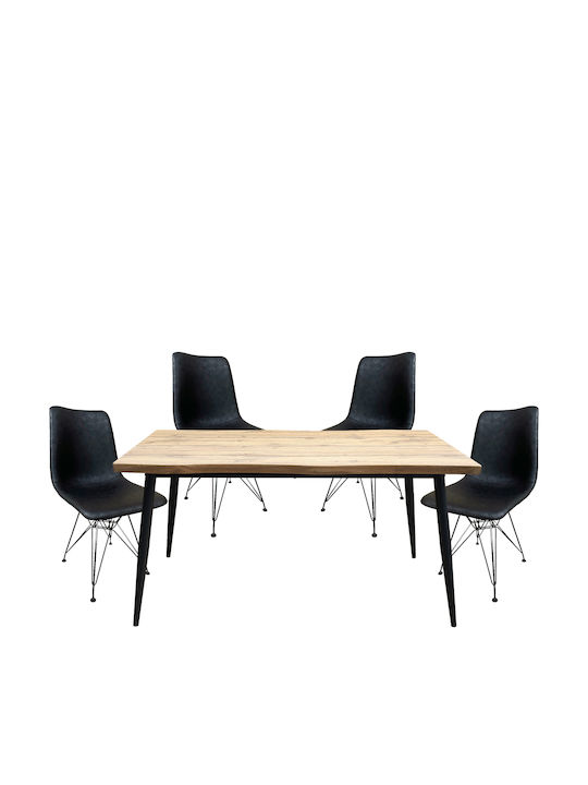 Esszimmermöbel-Set Amadora Mit 4 Stühlen 160x80cm