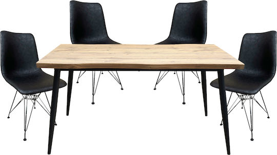 Amadora Dining Table with 4 Chairs 160x80cm