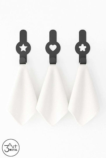 SteweHome Double Bathroom Hook with Sticker Black