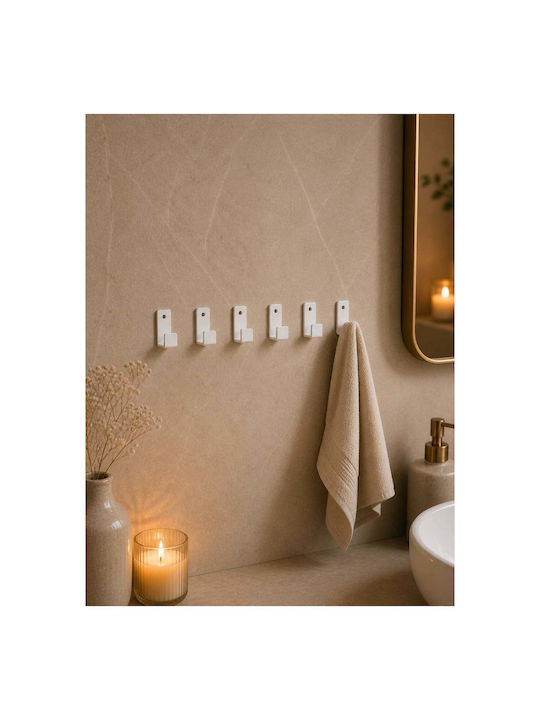 SteweHome Double Bathroom Hook with Sticker White