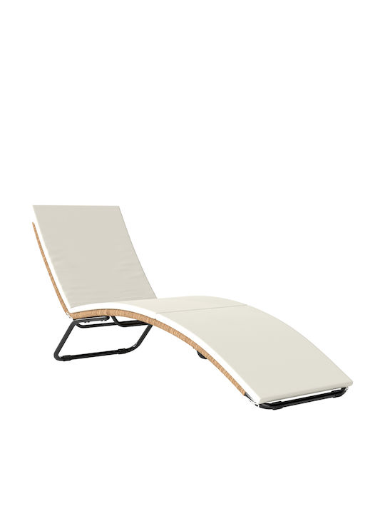 Ξαπλώστρα Rattan με Μαξιλάρι Μπεζ 175x57x80εκ.