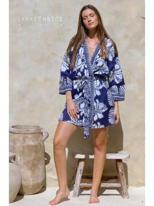 Lara Ethnics Kimono De Plajă Tahiti Albastru