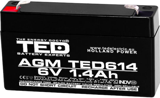 Baterie Ted Electric Ted002839 6v Staționară Vrla Dimensiuni 97 X 24 X 52 Mm 6v 1.4ah F1 Baterie