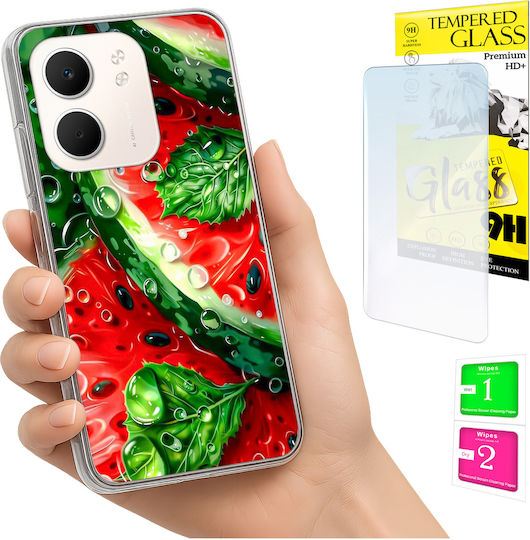 Husă Oppo A5x Foto Spate Pepene Verde + Sticlă 9h