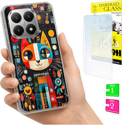 Fall Xiaomi 15t Fonneo Foto Cover Rückseite Grafik Katze + 9h Glas Fall Xiaomi 15t Fonneo Foto Cover Rückseite Grafik Katze + 9h Glas