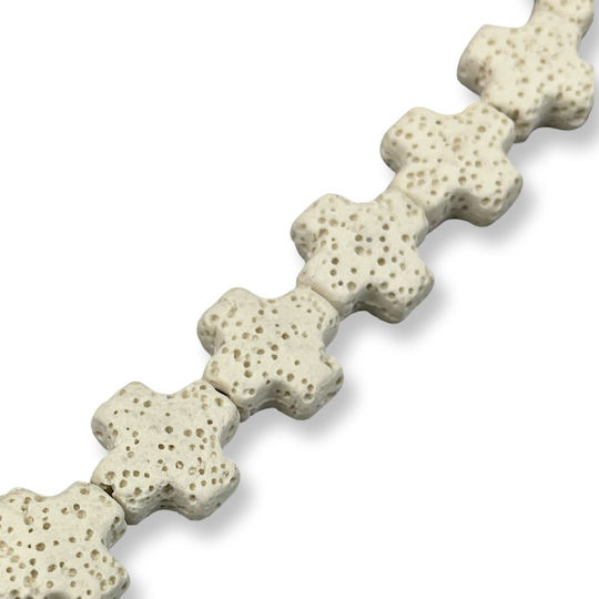 Natural Lava Cross White Cream 14mm – 40cm Series