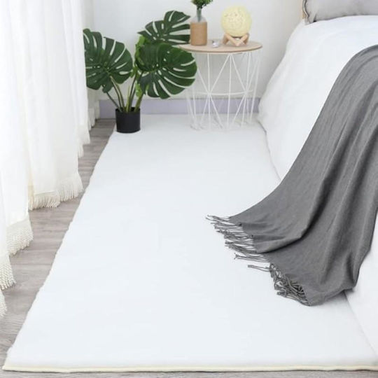 To megalo pazari Rabbit Super Soft Flauschiger Rutschfester Läufer Fellweiß 60x180cm