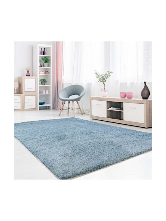 To megalo pazari Wohnzimmer Teppich Rechteckig Zottelig Hellblau 200x290cm