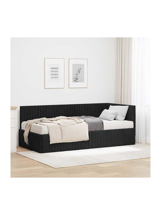 Einzelbett Mit Samt Schwarz Mit Lattenrost & Ma...