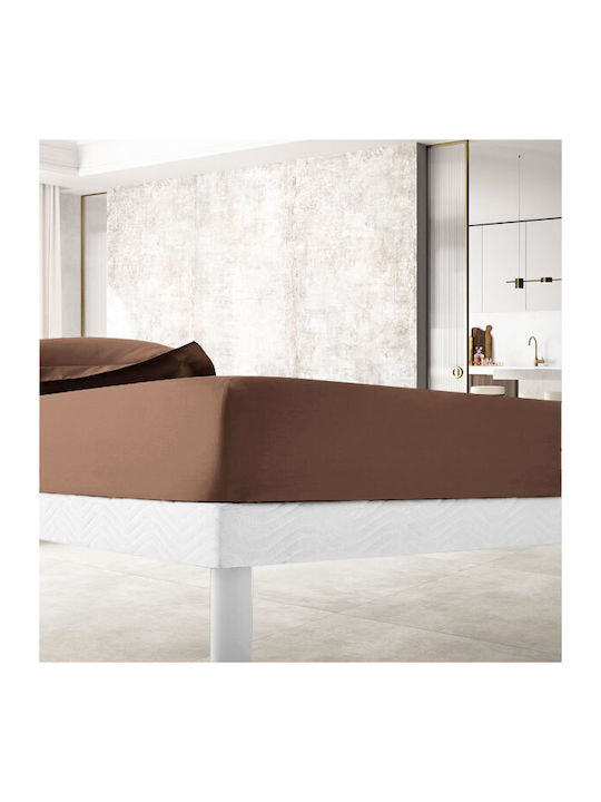 Το μεγάλο παζάρι Il-line Σεντόνι King Size με Λάστιχο 180x200+30εκ. Καφέ