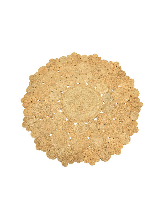 Pakketo Handmade Round Summer Rug from Jute Natural Shade Φ150cm
