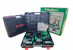 NewBeat Battery Tool Set Angle Grinder Drill Driver Impact Drill Driver & Impact Screwdriver Brushless 21V with 3 Batteries 4Ah and Case