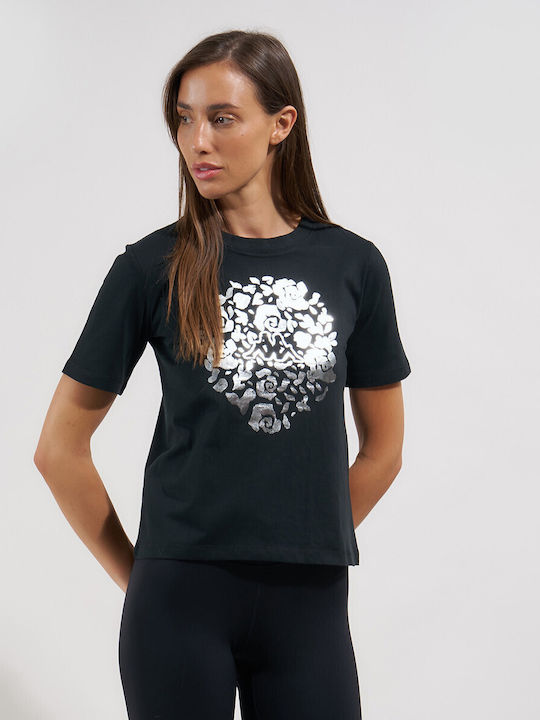 Women's T-shirt Floral Black 1156560009-Black