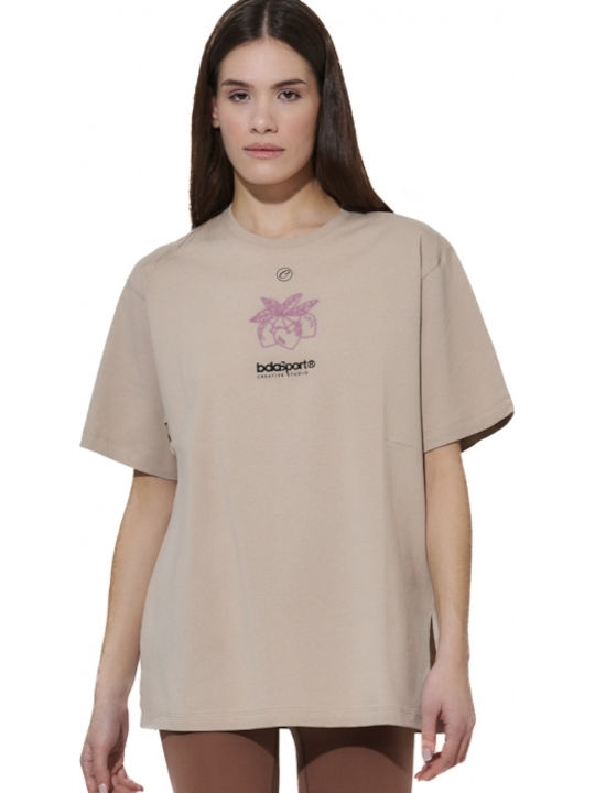 Body Action Damen Bluse Baumwolle Taupe Grau