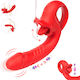 Smd Double Trouble Thruster Clitoral Licking & G-spot Thrusting Vibrator Διπλός Δονητής 10 Licking & Thrusting Modes Red