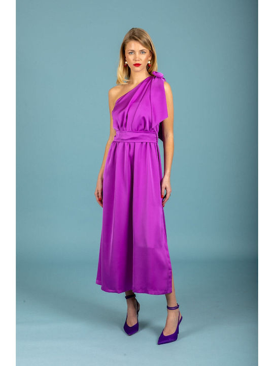 Summer Midi Dress for Wedding - Christening Intense Violet