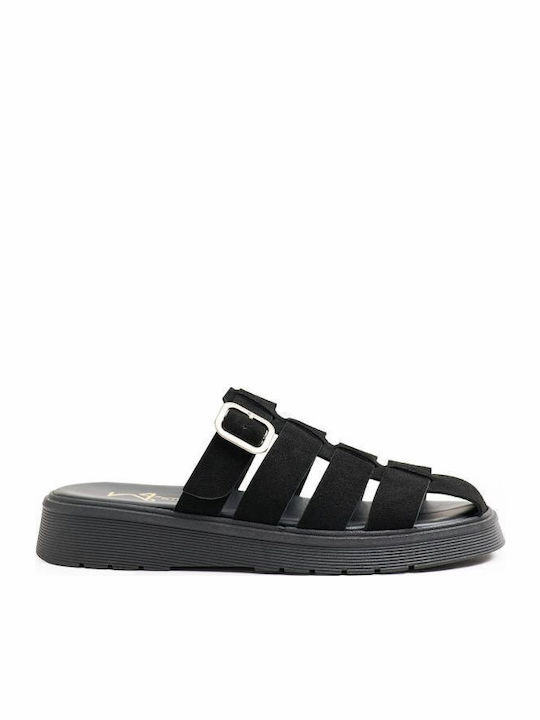 Leather Women's Anatomic Flatforms Black Sandals