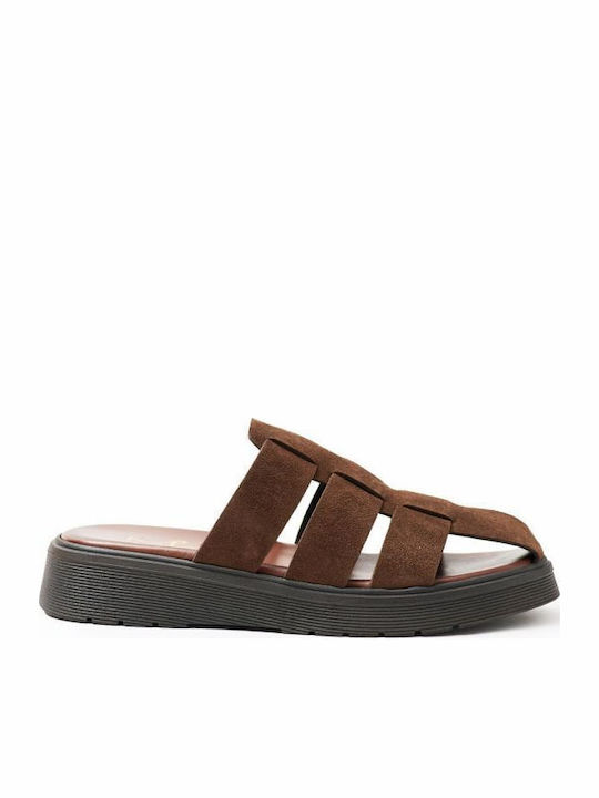 Leather Women's Anatomic Flatforms Brown Sandals