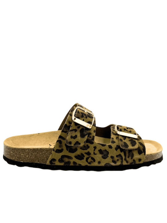 Flivver Leder Flache Sandalen für Damen Tabac B...
