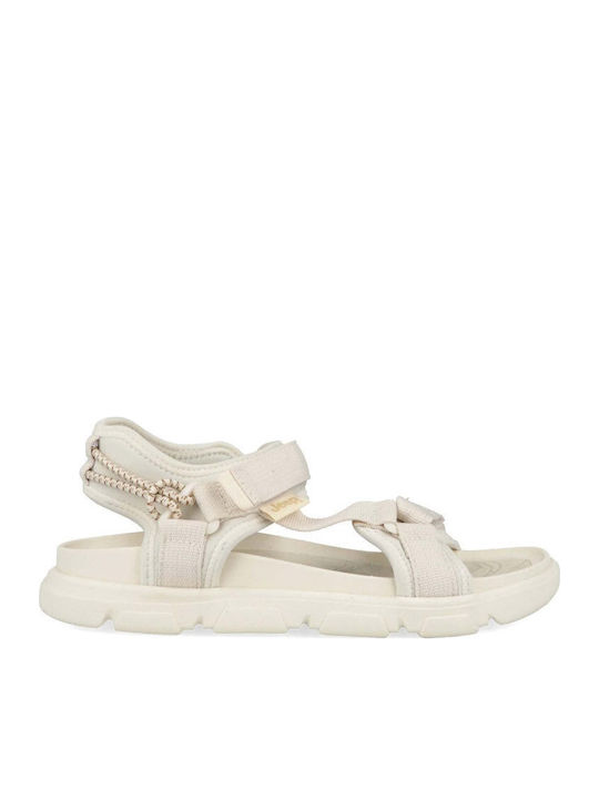 Damen Flache Sandalen Beige