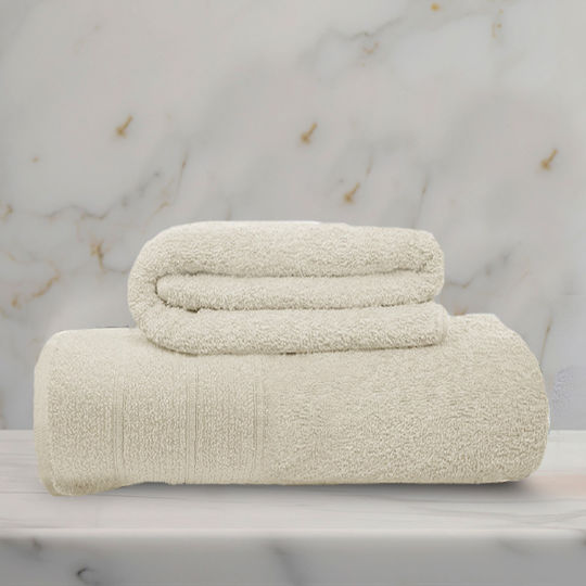 To megalo pazari Set Bath Towels 2 Pieces Ecru Weight 450gr/m²