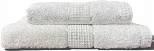 To megalo pazari Set Bath Towels 2 Pieces White Weight 400gr/m²