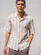 Short Sleeve Striped Beige Shirt
