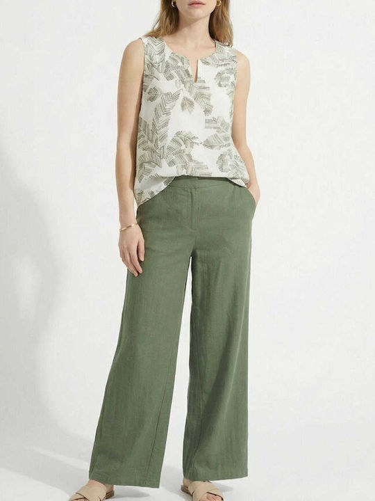 Pantaloni Dama Largi Kaki T26110-Kaki