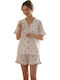 Asel Summer Women's Pajama Set Ecru-Red