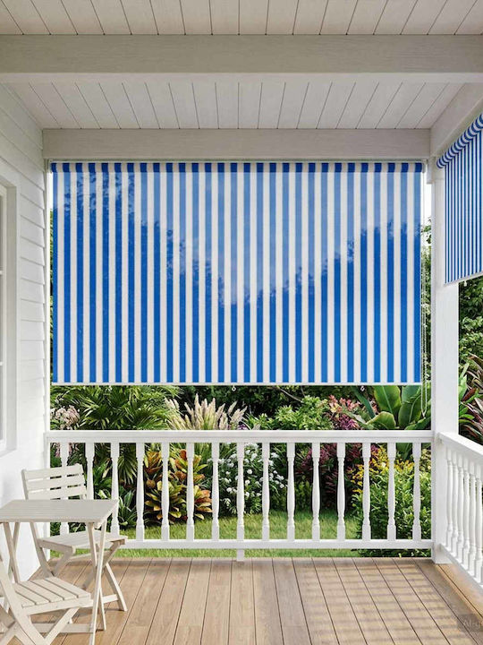 vidaXL Seitliches Sonnenschirm-Rolle für Terrasse mit blauen LEDs 2,45x2,3m