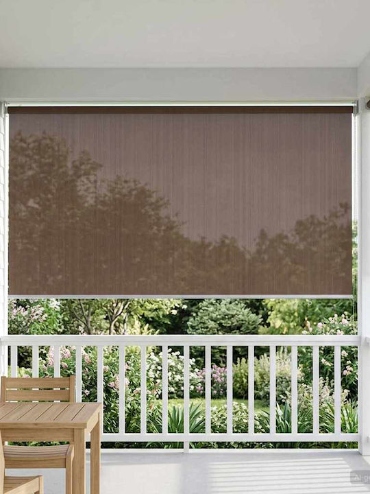 vidaXL Side Sunshade Roller for Terrace with LEDs Brown 1.8x1.4m
