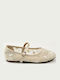 Kids Ballerinas with Hoop & Loop Closure Beige