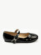 Kids Ballerinas with Hoop & Loop Closure Patent Leather Black