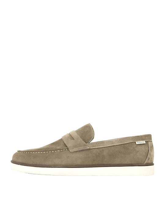 Suede Men's Loafers In Brown Color