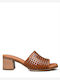 Mules With Heel In Tabac Brown Colour