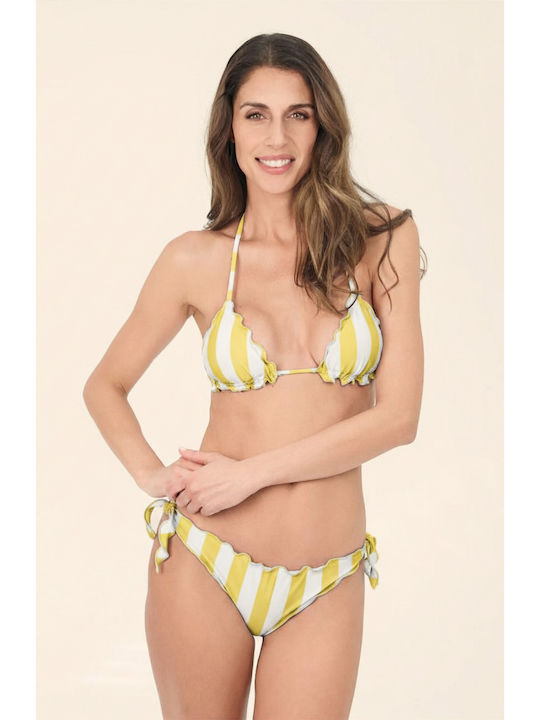 Fru Fru Bikini-Set Dreieck Oberteil Weiß / Gelb