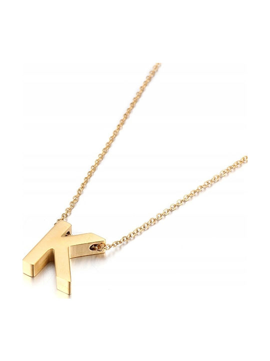 Gold Necklace Chain Letter K Stainless Steel