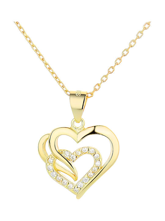 925 Silver Chain Necklace Two Hearts Trusky