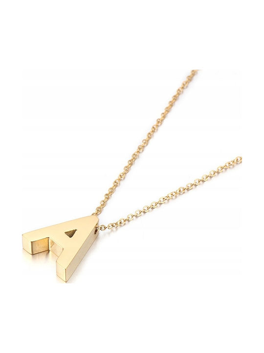 Gold Necklace Chain Letter A Stainless Steel