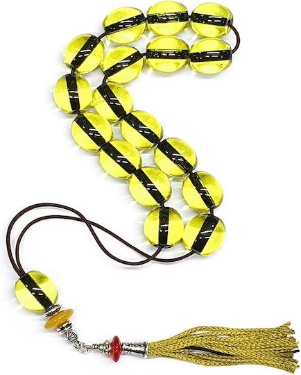 Roloi Komboloi Worry Beads with 17 Beads Length 34cm Yellow