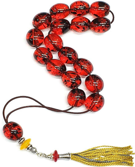 Roloi Komboloi Worry Beads with 17 Beads Length 32cm Red